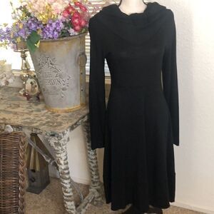 NEW Heart Black MIDI Sweater Dress with Hood NWT